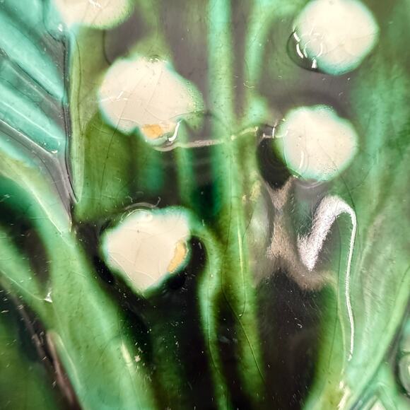 vintage German Majolica green Lily of the Valley 11.5" round Platter plate - Picture 10 of 10